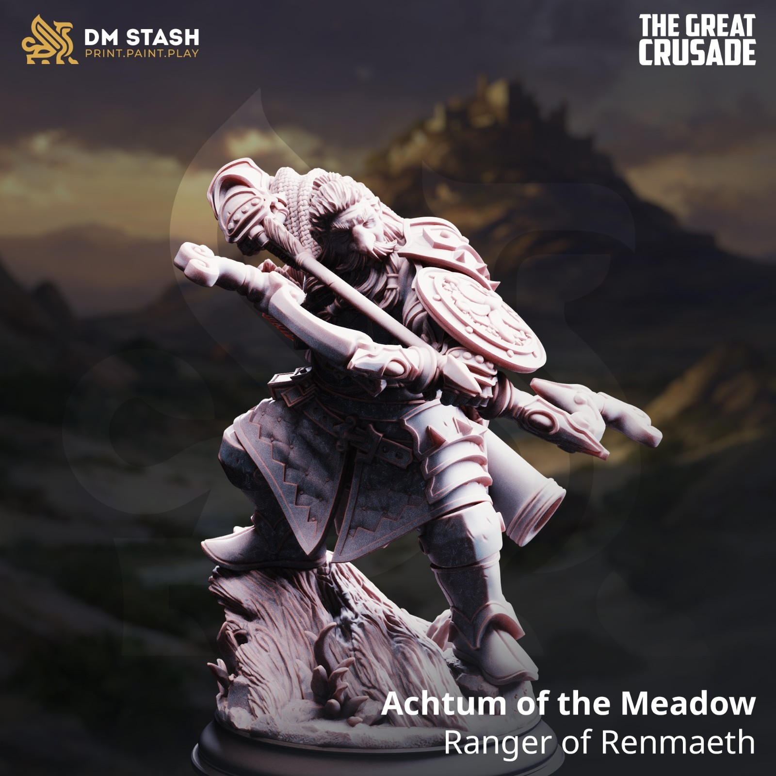 Dungeons & Dragons Dwarf Ranger Miniature - Achtum - DnD RPG Wargames