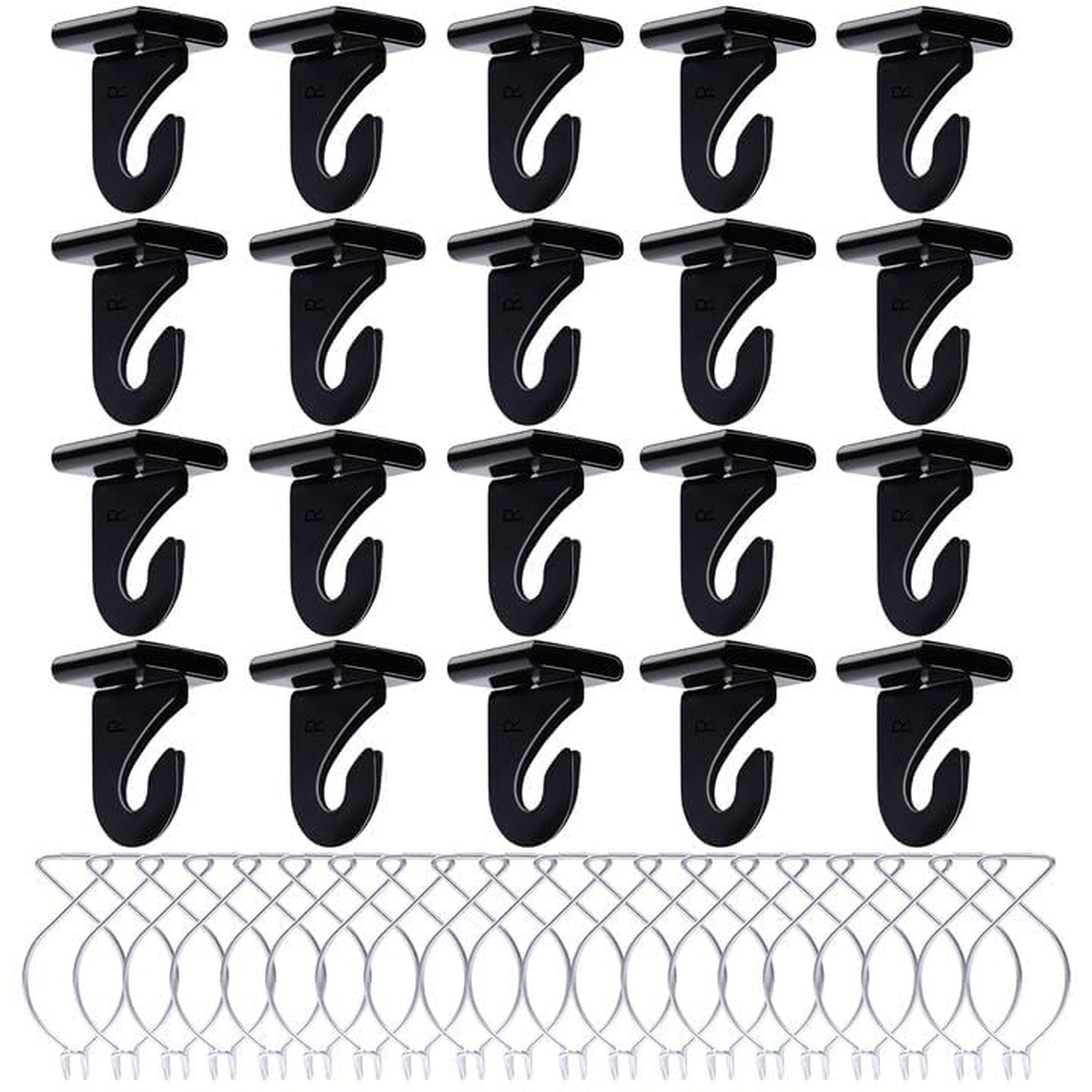 40 Drop Ceiling Hooks for Classrooms & Offices, Black Heavy Duty Ceiling Hook...