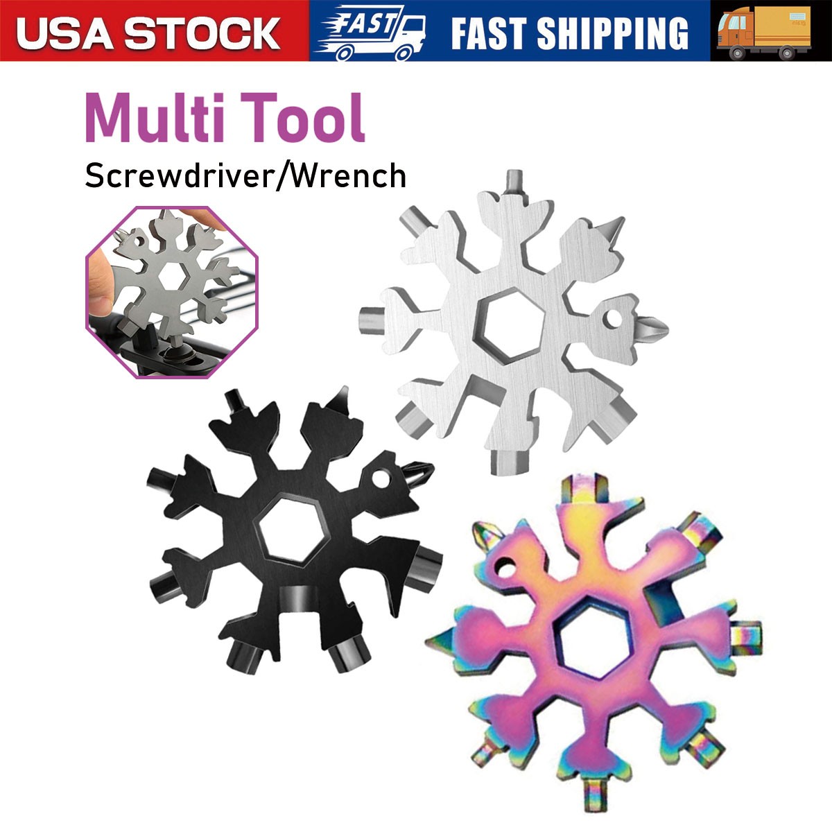 3PCS 18-in-1 Multitool for Bottle Opener & Flat Phillips Screwdriver Kit/Wrench