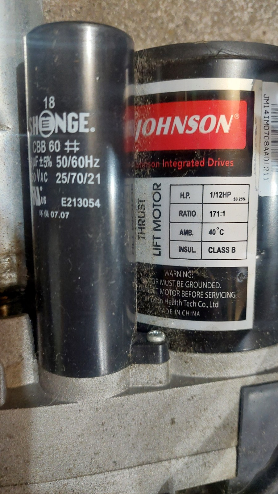 Johnson Lift Motor For Elevation  Jm14-007