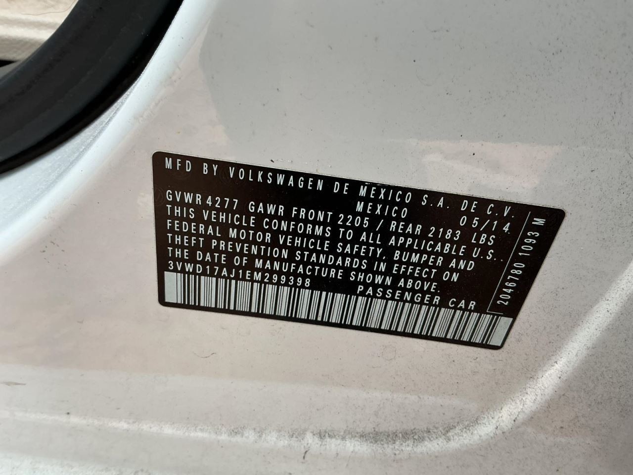 JETTA 2014 Glove Box 5013501