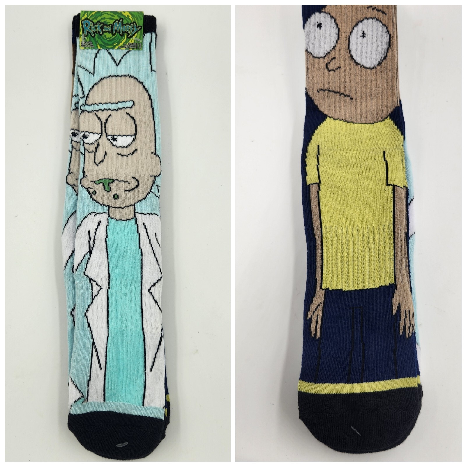 2 Pair Rick and Morty Crew Socks, Adult Shoe Size 6-12 Gift, Swim Cartoons, L27M