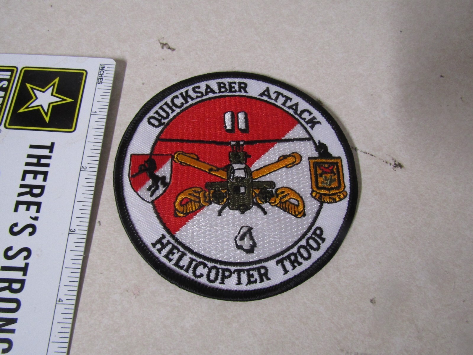 MILITARY PATCH OLDER SEW ON QUICKSABER ATTACK 11/4 HELICOPTER TROOP CAVALRY