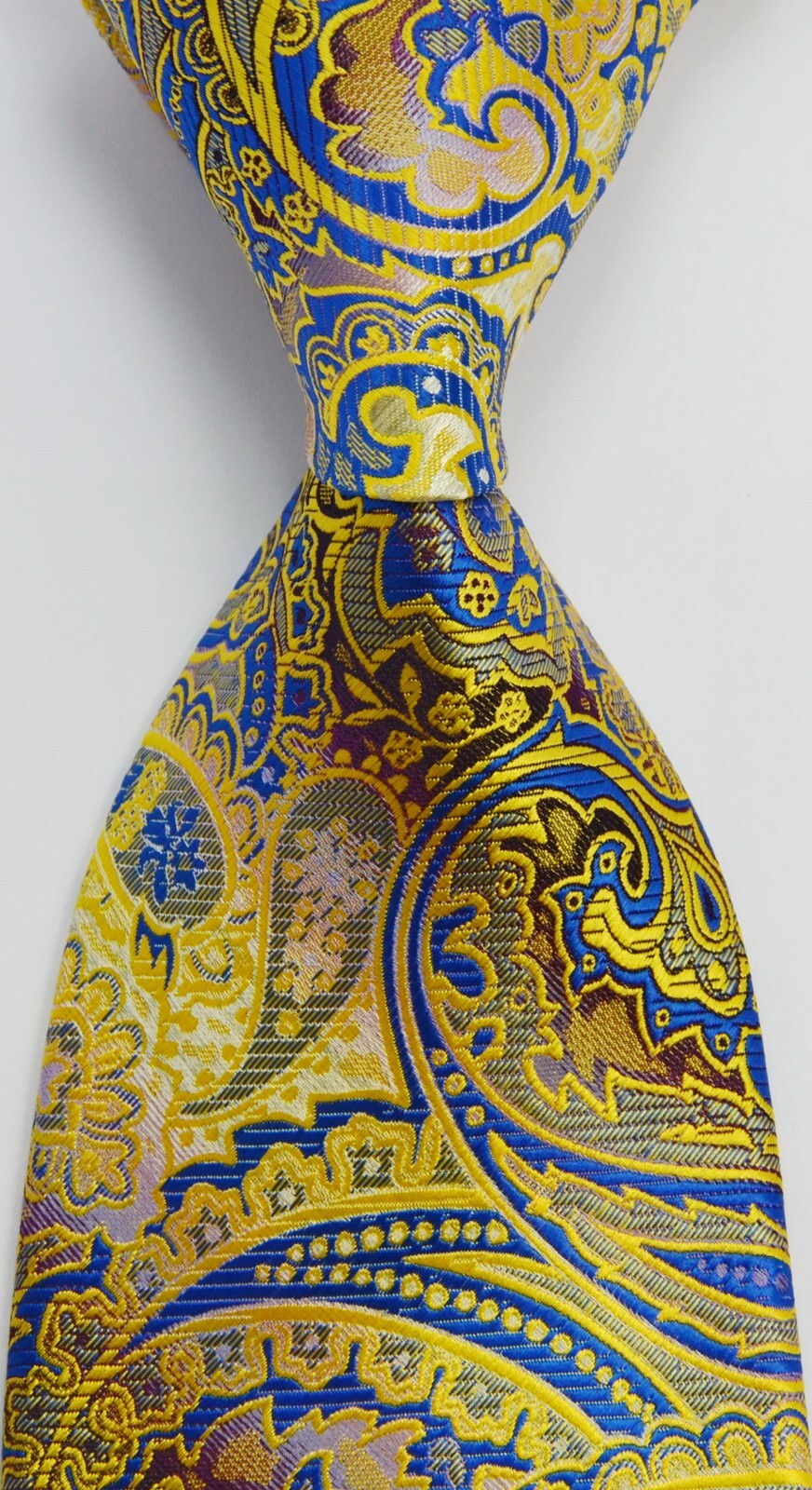 New Floral Gold Blue Classic JACQUARD WOVEN 100% Silk Men's Tie Necktie