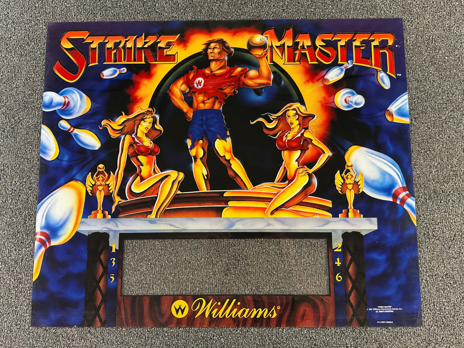 Williams Strike Master Shuffle Bowler Machine Game Backglass Translite ORIGINAL