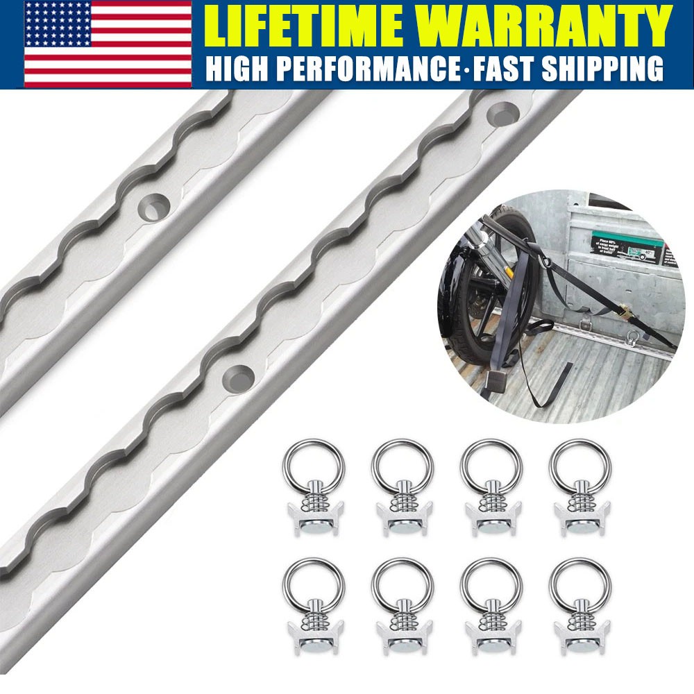 2x 4FT Aluminum L Track Rail & 8x Single Stud Fittings, L Track Tie Down System