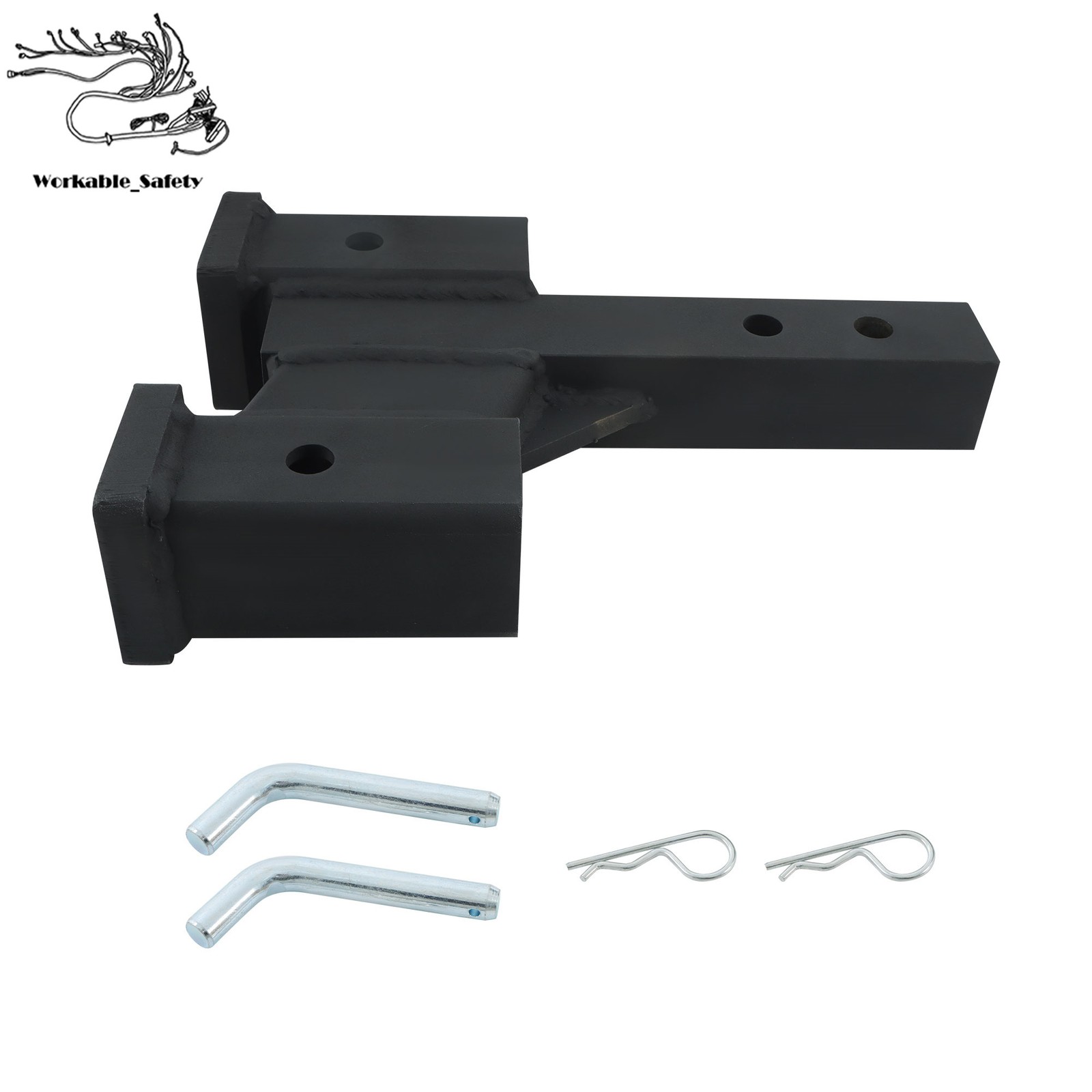 2" Receiver Dual Hitch Adapter 2" Solid Shank 10000Lbs Capacity Easy Install