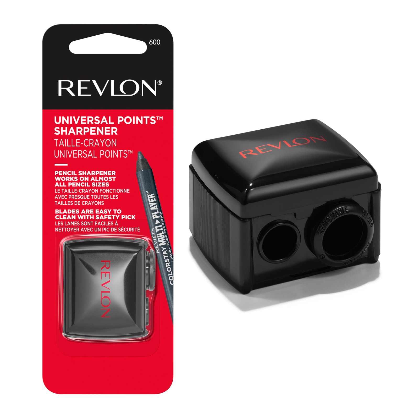 Revlon Universal Points Sharpener for Wooden & Plastic Pack of 1, Black