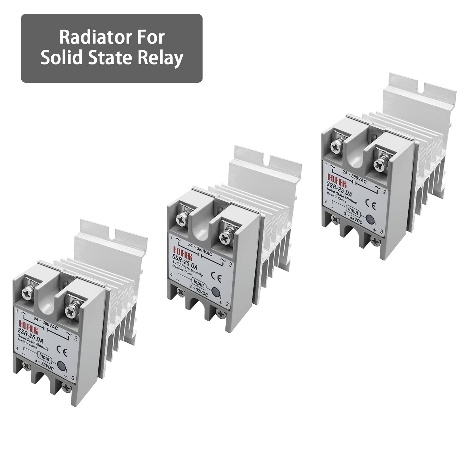 Aluminum SSR Heat Sink 3 PCS Solid State Relay Silver Radiator Single Phase