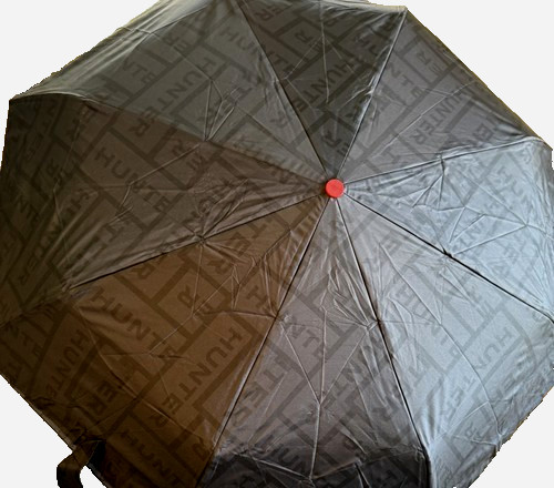 NWT HUNTER Vented Compact Umbrella With All Over Logo Patch Double Sided