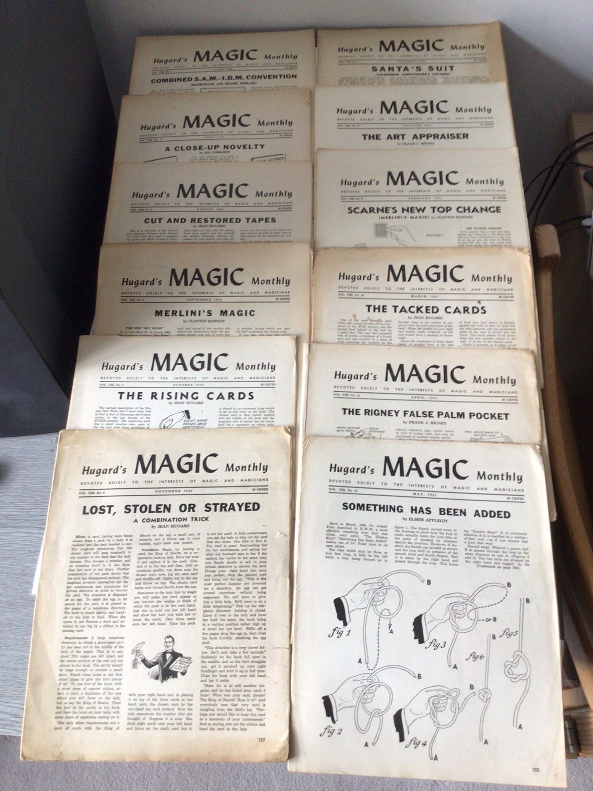 Hugard’s Magic Monthly Magazine - Volume 8 - 1950/51 Year Set - 12 Issues