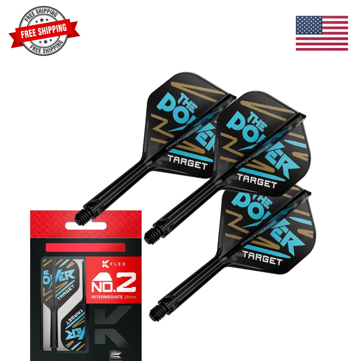 K Flex Flights & Shaft System No.2 | Pack of 3 K-Flex All-in-One Flights, Pla...