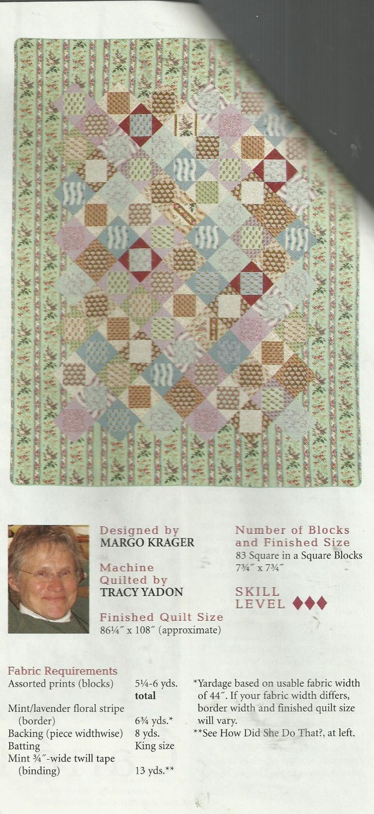 A0282 CARRE DEUX QUILT PATTERN/INSTRUCTIONS