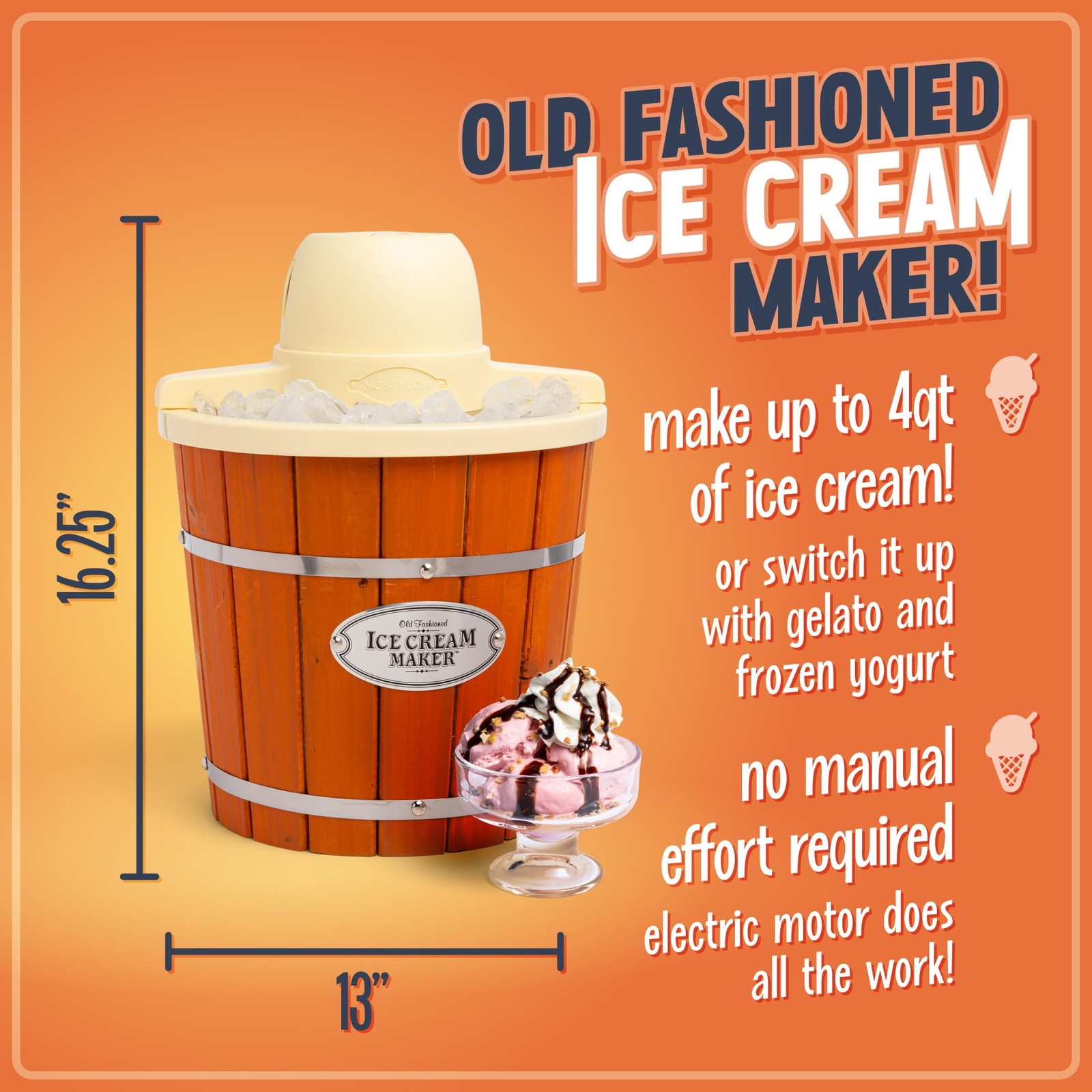 Nostalgia Electric Ice Cream Maker - Old Fashioned Soft Serve Machine