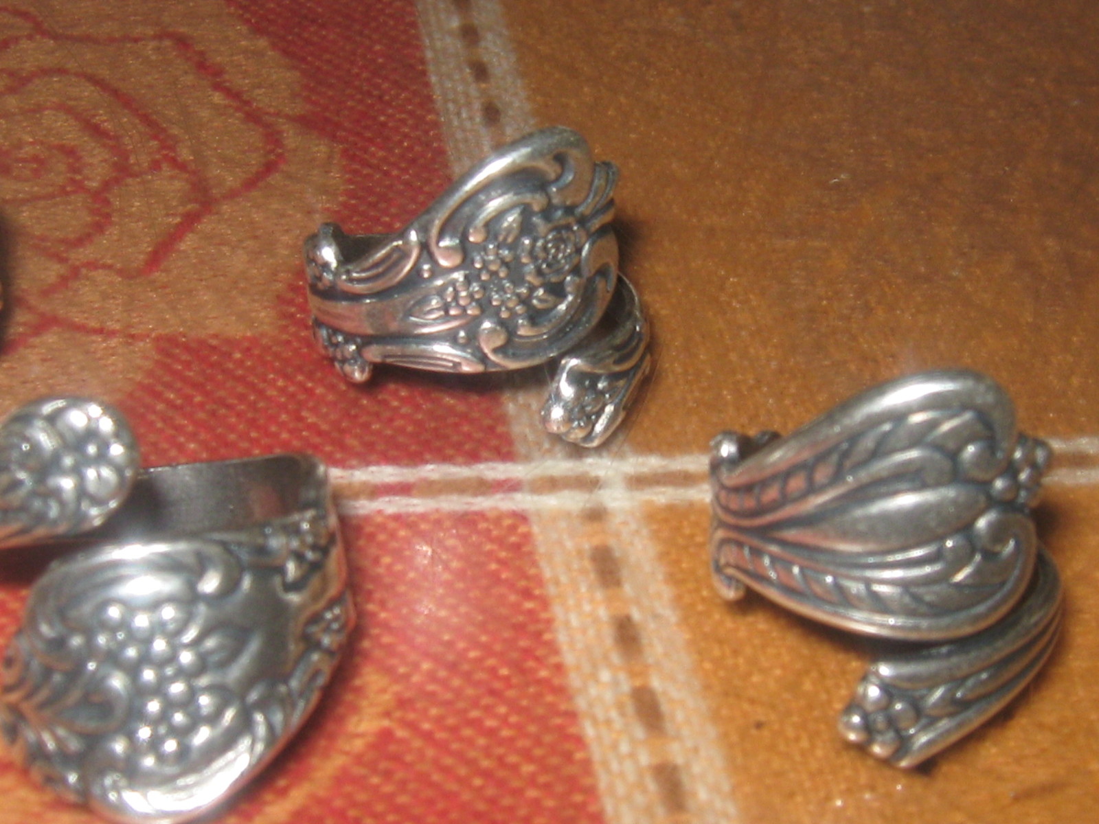 Wholesale Lot 5 Vintage Style Adjustable Antique Silver Spoon Rings Floral Heart