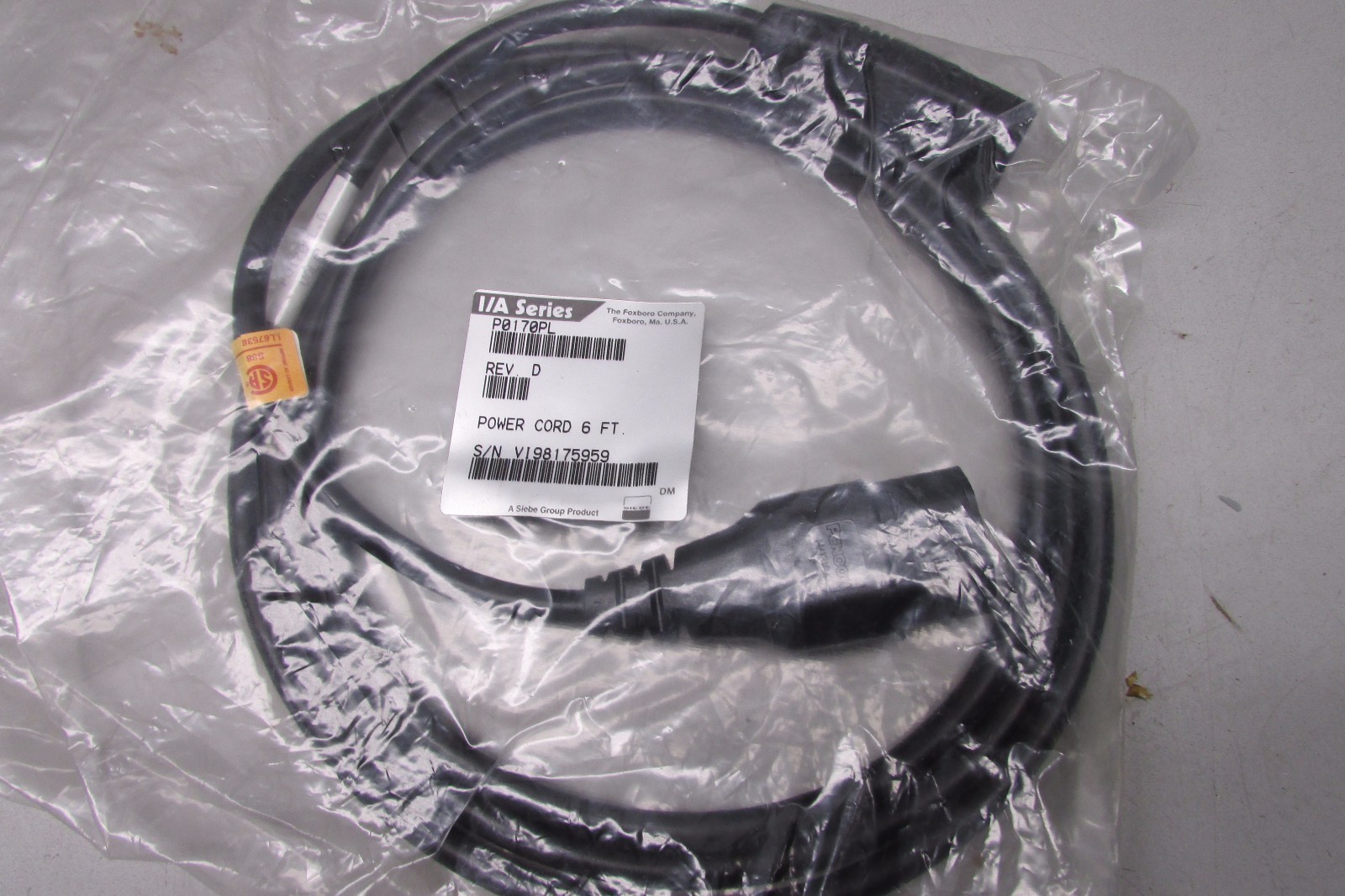 Foxboro P0170PL Rev D Power Cord 6'