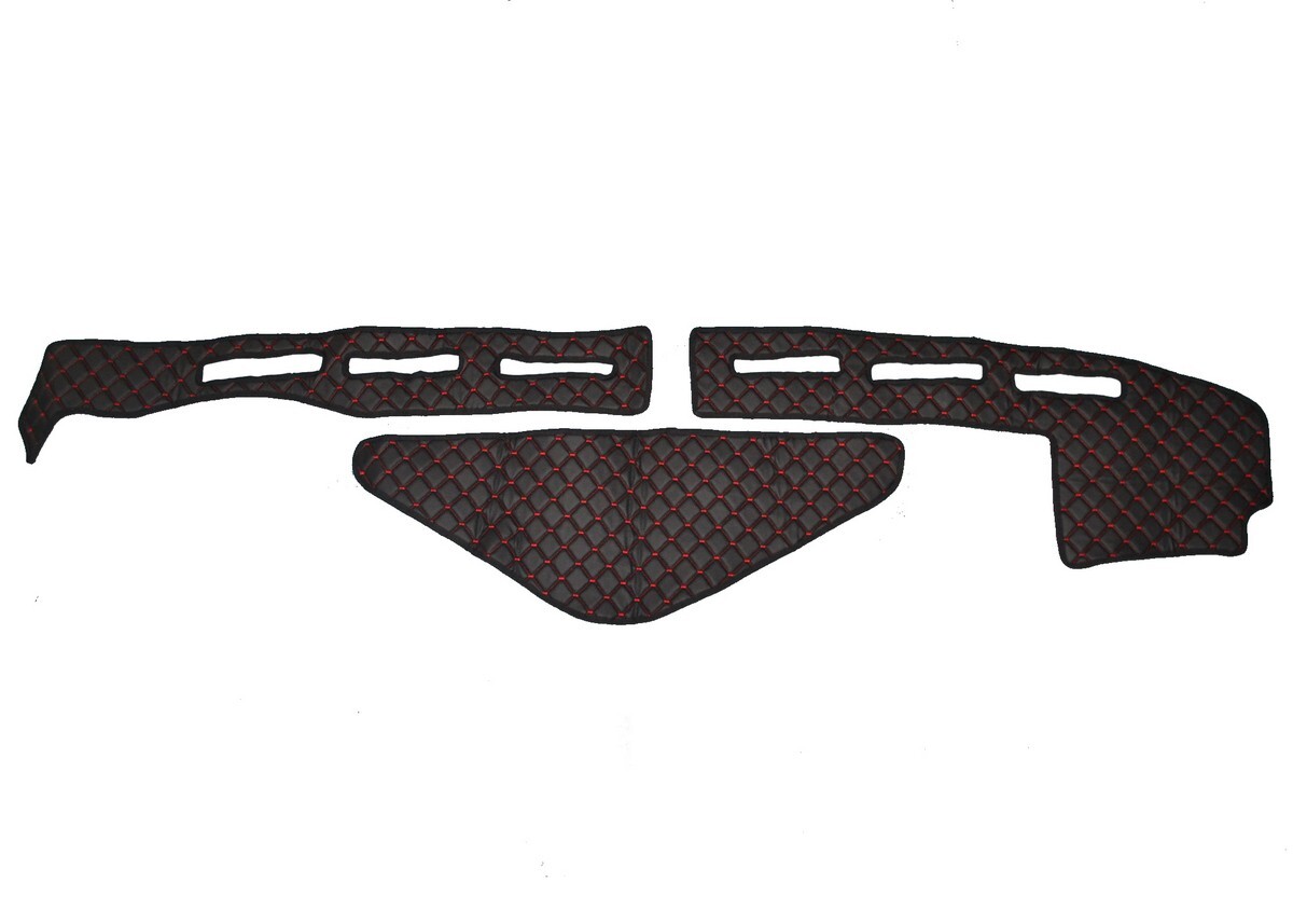 Black Dashboard Panel Mat Covers x2 for Renault T truck Eco Leather with sensor