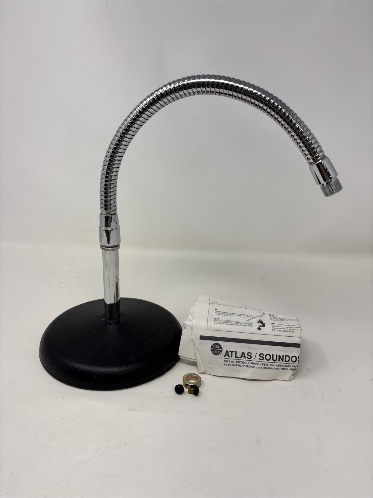 Vintage Atlas Sound Microphone Desk Stand 1960's Chrome Flexible Gooseneck