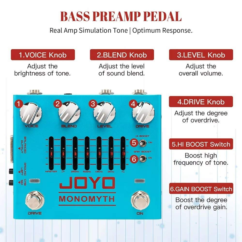 Bass Guitar Pre-Amp Equalizer Effects Pedal