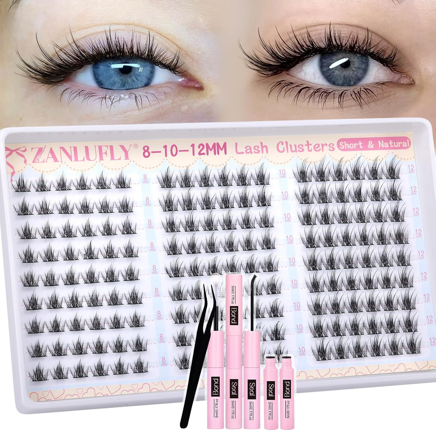 Natural Lash Clusters Kit 8-10-12Mm Short Eyelash Clusters Kit Wispy Cluster Eye