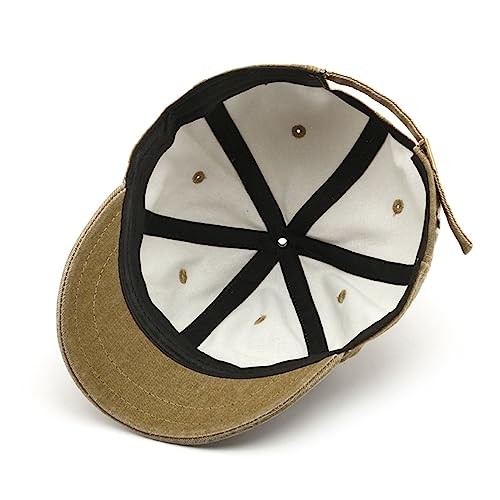 Short Brim Vintage Baseball Cap Adjustable Unstructured Washed One Size Black