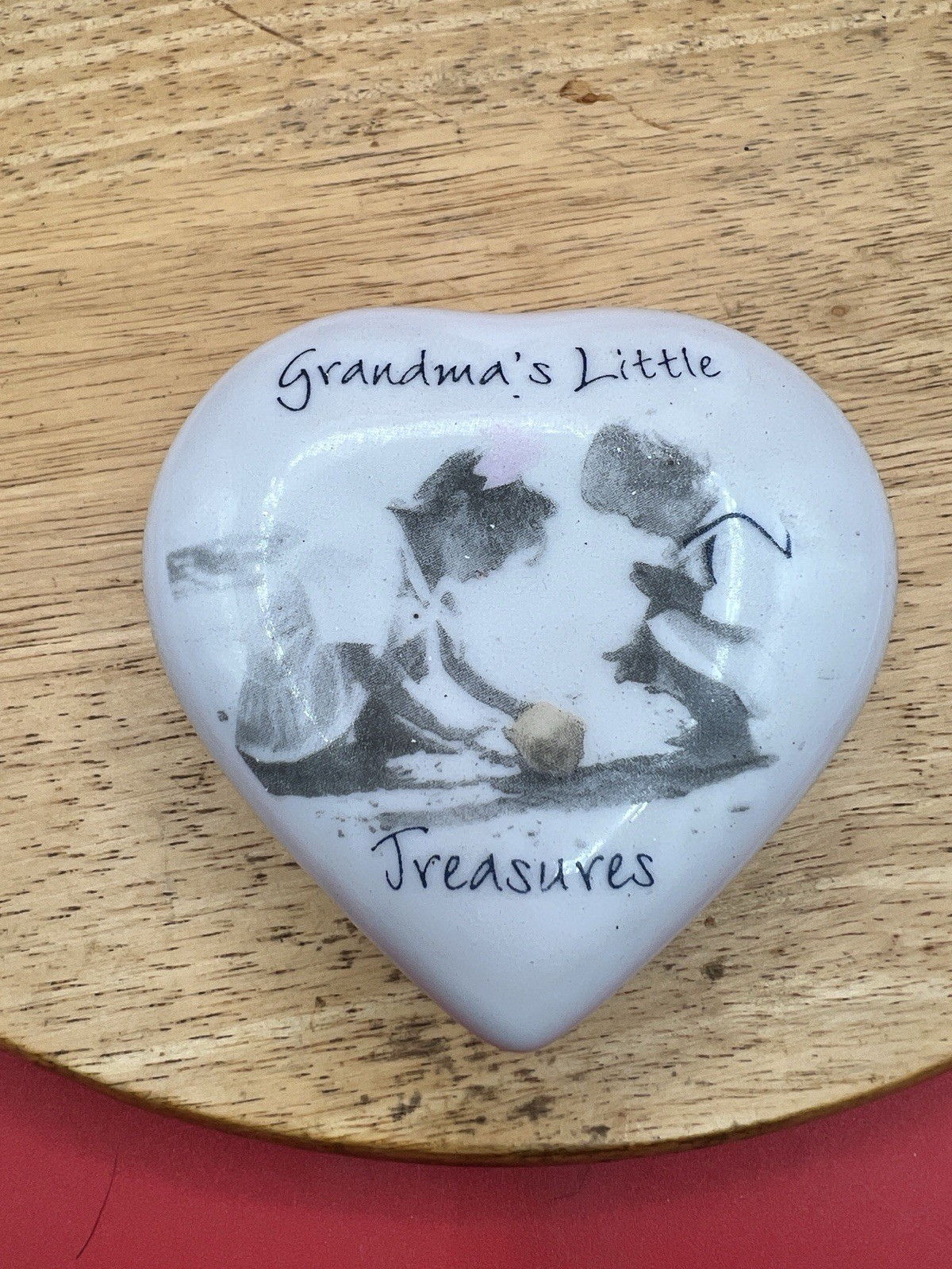 Grandma's Little Treasures Heart Shaped Decorative White Trinket Jewelry Box