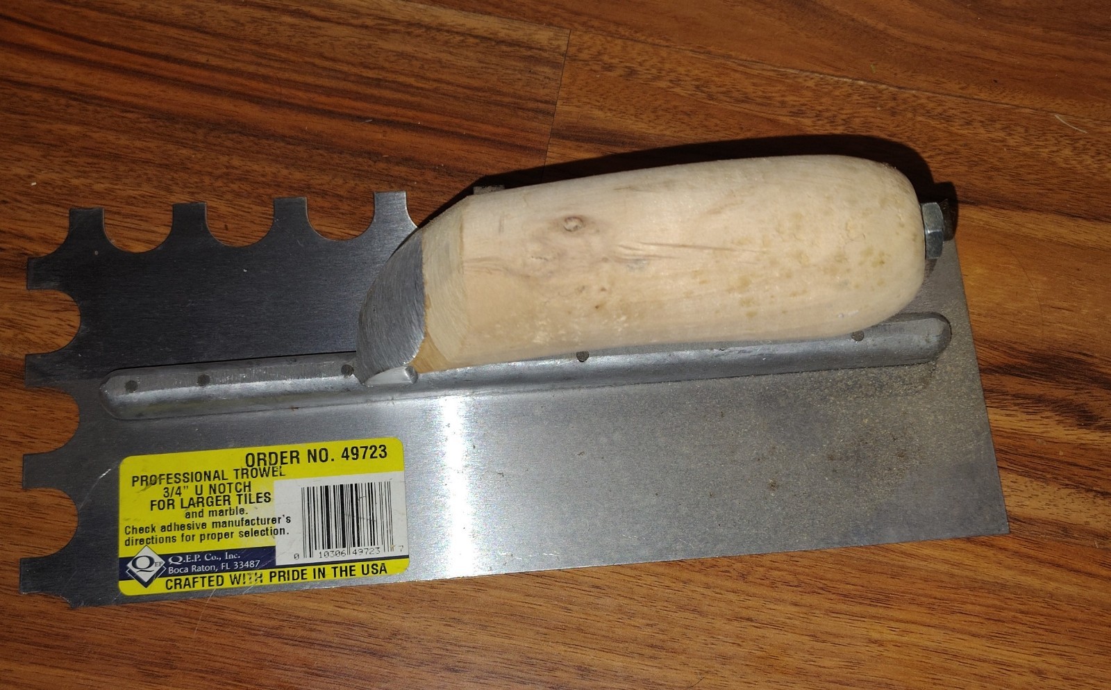 4! QEP Trowels w/ Wood Handles 10.5" x 4.5"  3/4" U notch lot of 4 For Big Jobs