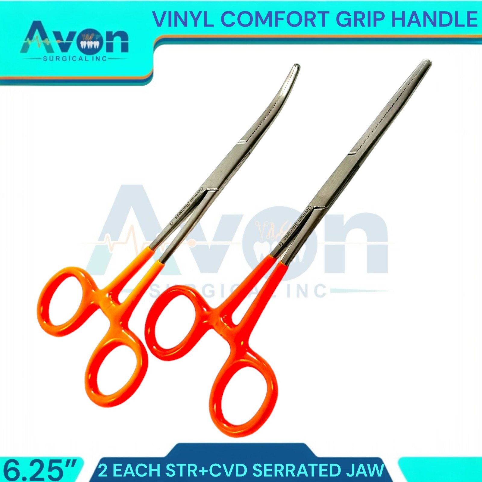 2 Pcs Surgical Hemostat Pean Rochester Straight Curved Forcep 6.25" Instruments