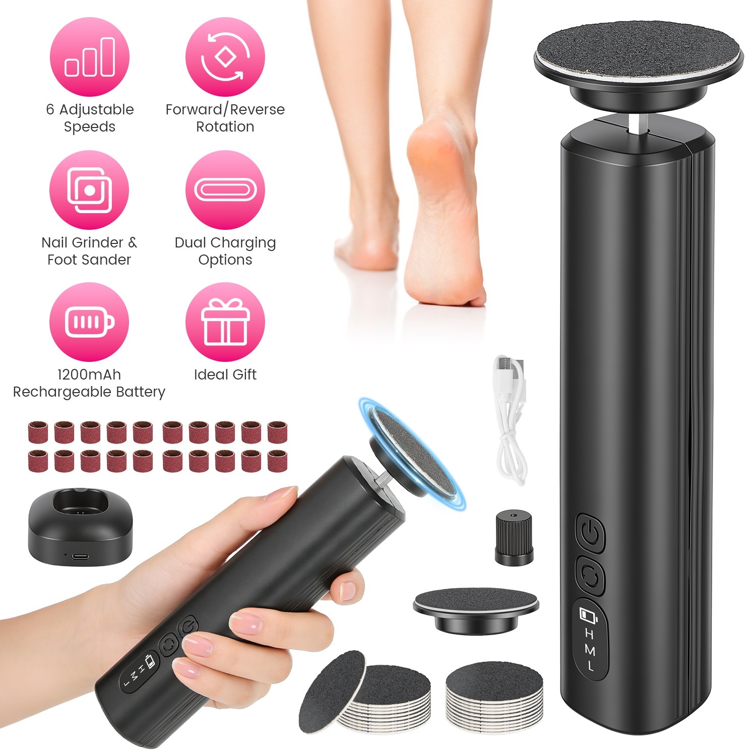 Electric Foot Callus Remover&Nail Grinder Feet Care Kit Foot Callus Remover Tool