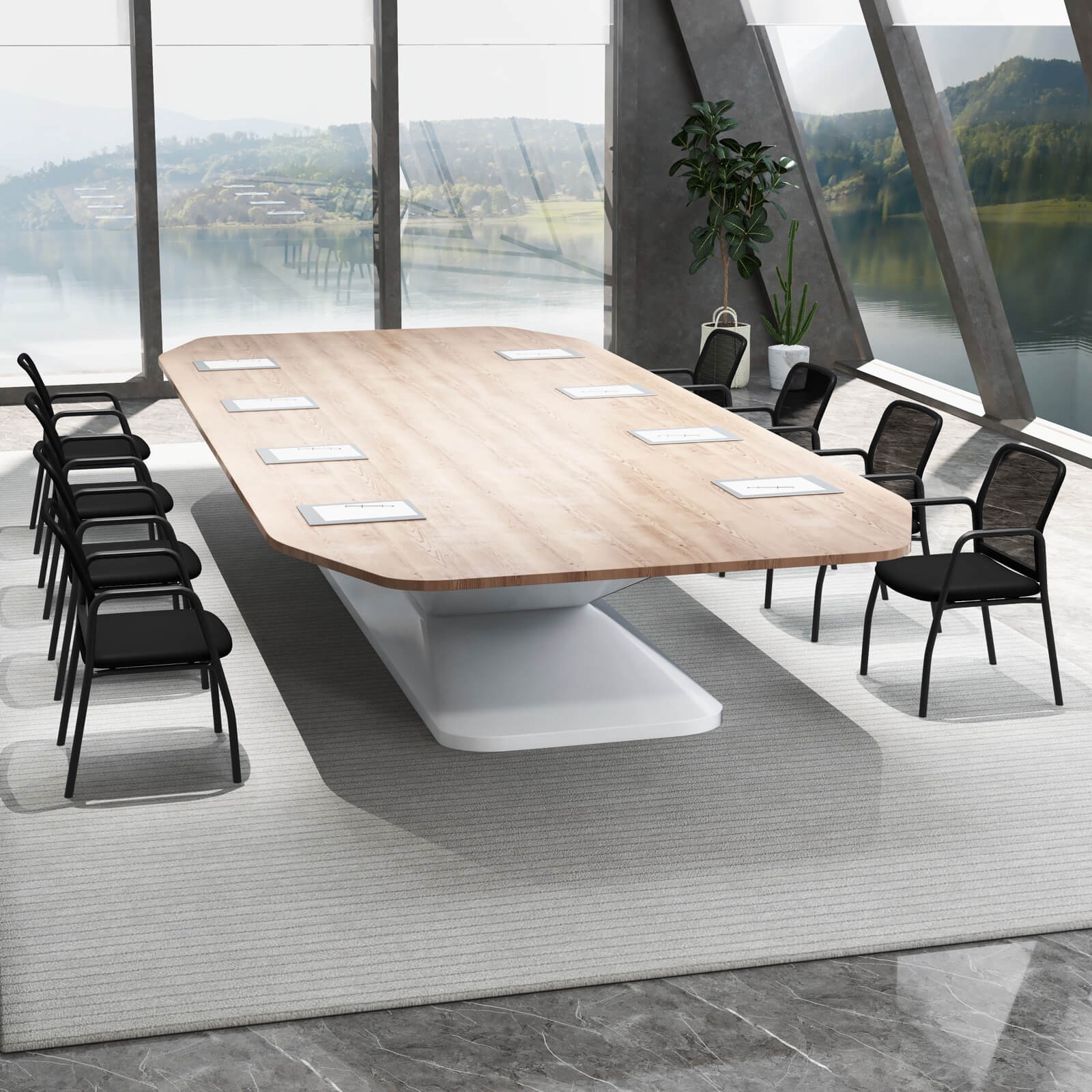Meeting Room Chair Set of 8 Waiting Room Chairs w/ Ergonomic Backrest & Armrests