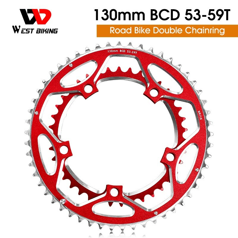WEST BIKING Road Bike 130mm BCD 39/53T Double Chainring Tooth Plate Red