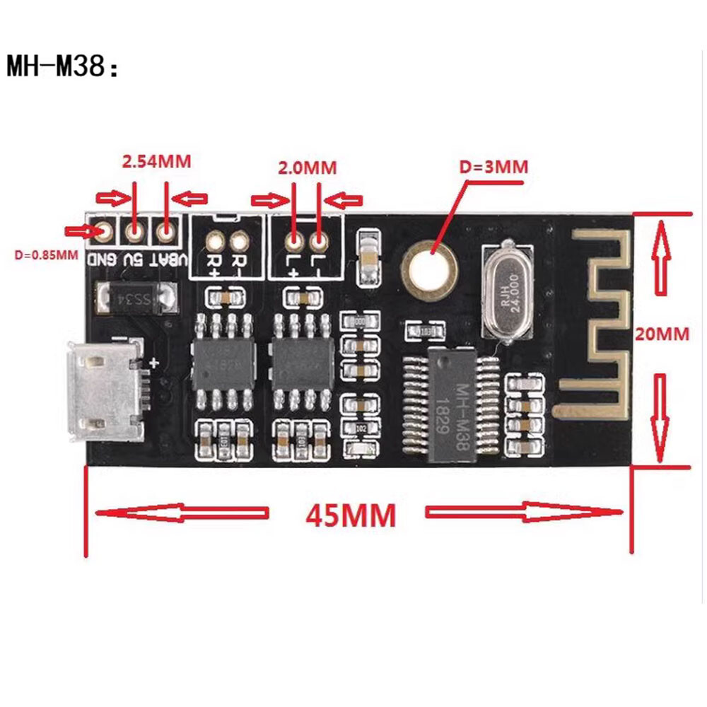 2PC MH38 Wireless Bluetooth Audio Module MP3 Receiver Lossless Decoder Board DIY