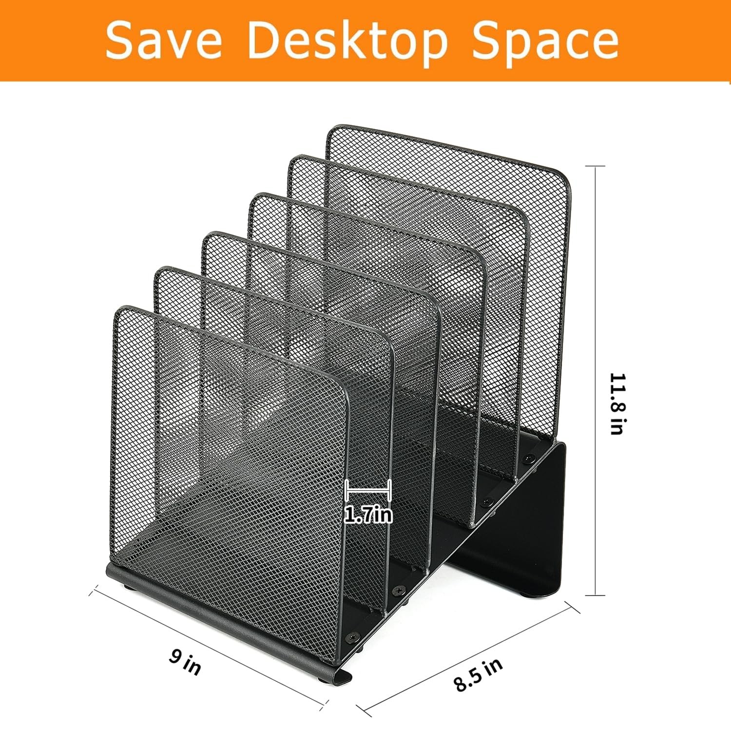 Leketree File Organizer For Desk File Folder Organizer 5-Section Vertical Rack