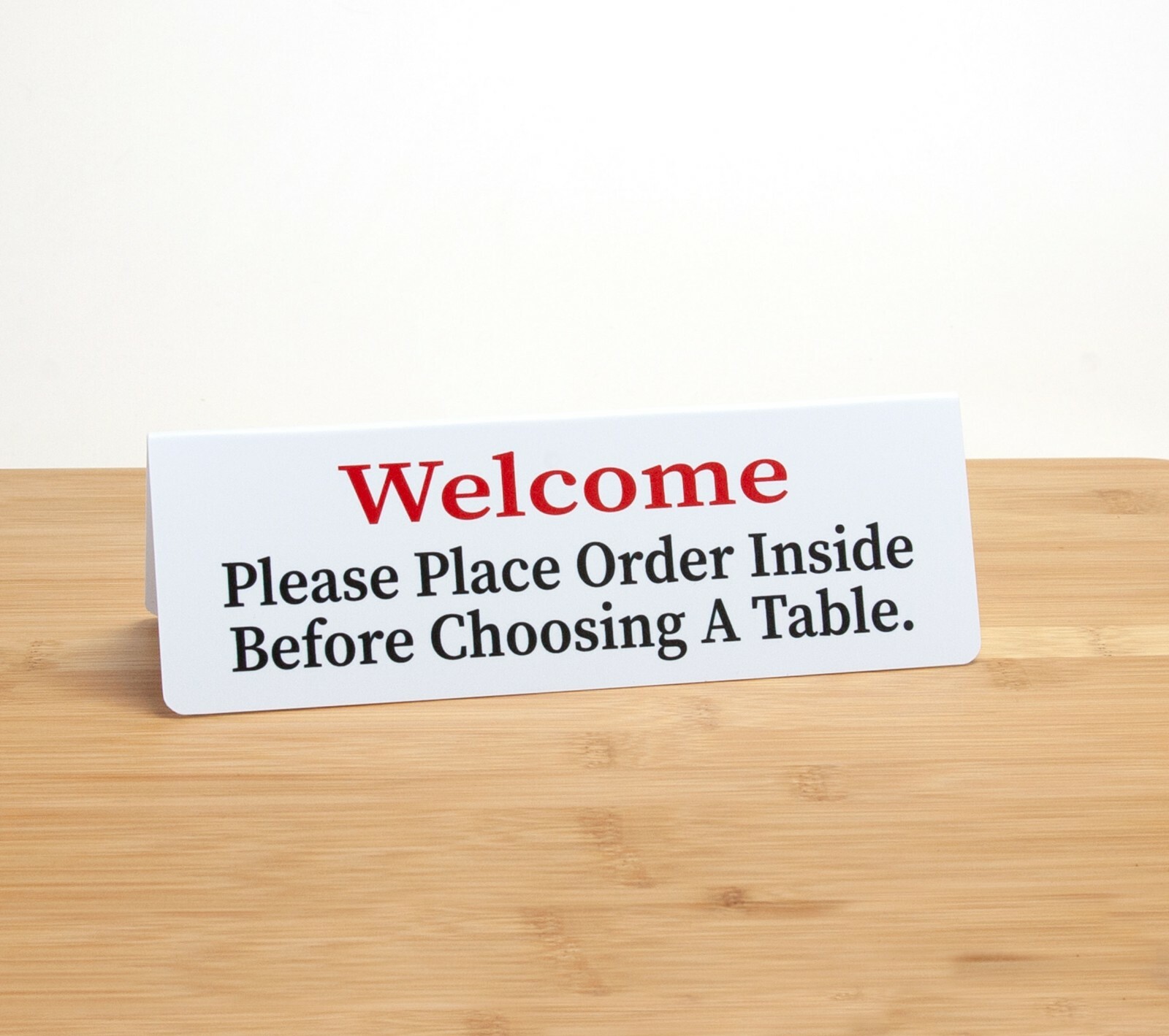 15pk Restaurant Seating Signs - Order Inside, Plastic Tent Style, Free Shipping