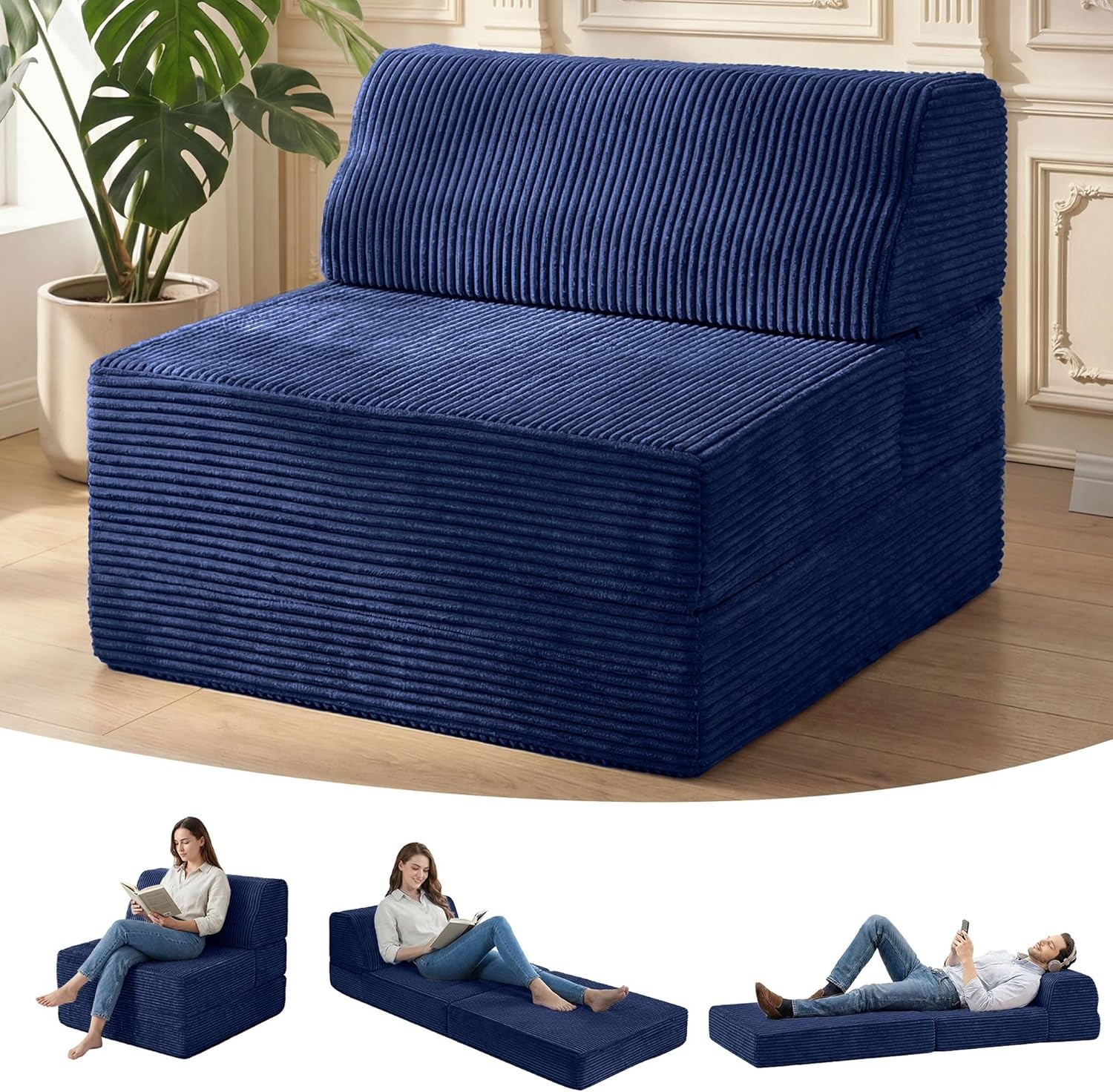 Folding Sofa Bed W/ Pillow Memory Foam Fold Out Chair Bed Convertible Sleeper