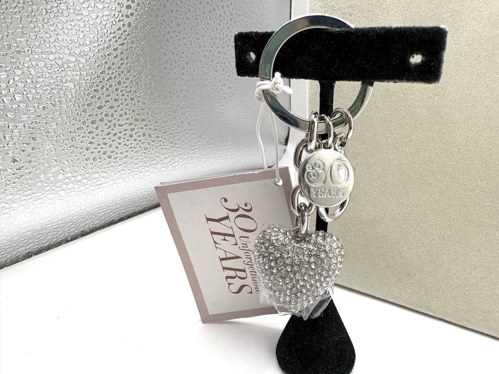 Silver Tone 30 Yr Anniversary Chicos Crystal Pave Heart Purse Charm