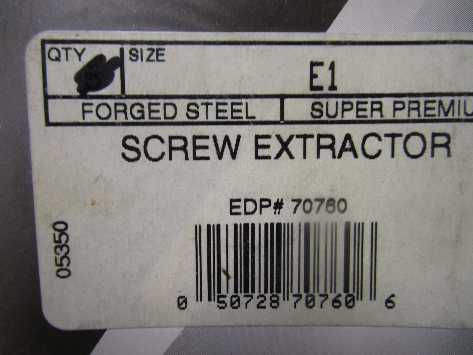 E-1 5/32" Carbon Steel Gold Surface Treated Screw Extractor QTY 2