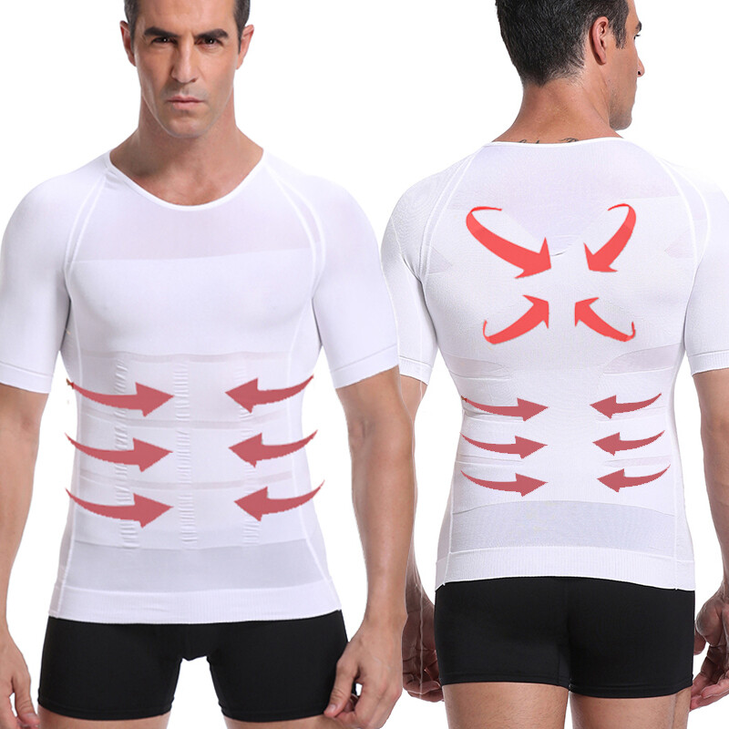 Men's Classic Slimming Body Shaper Vest Abs Abdomen Workout Compression Shirt US