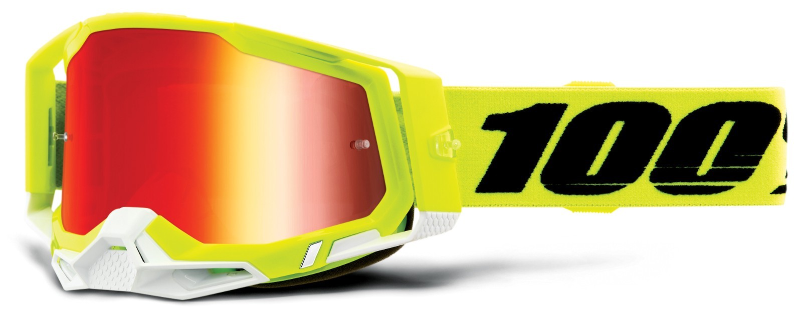 100% Racecraft 2 MX Goggle Yellow/Red Mirrored Lens Adult NEW
