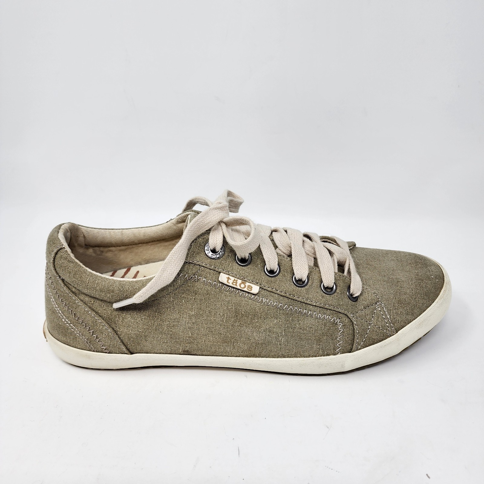 Taos Star Sneakers Shoes Women's 10 Beige Canvas Comfort Lace Up Low Top Casual