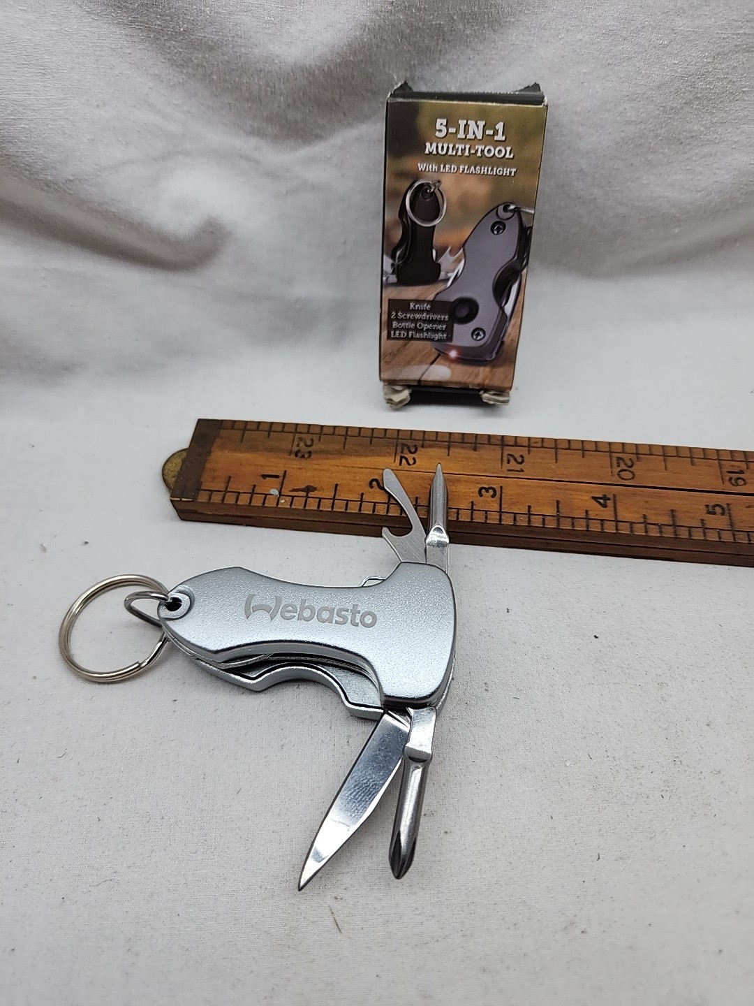 Webasto Mini Multi Tool Pocket Knife W LED Flashlight In Box