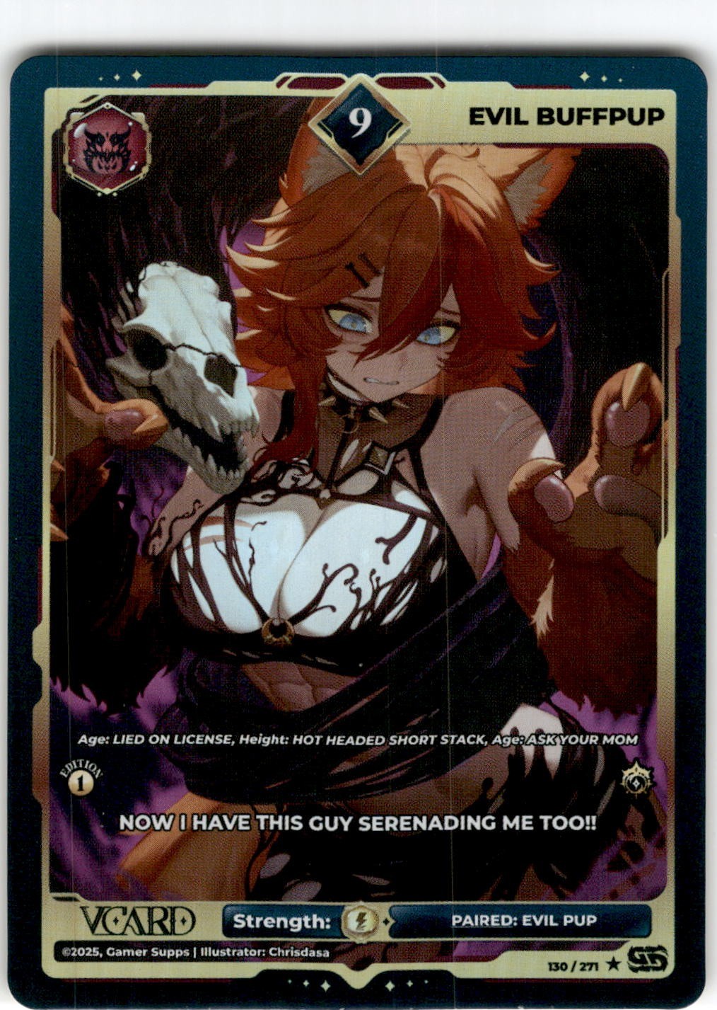 VCard Divine Chaos First Edition 9 Holo Foil   Evil Buffpup