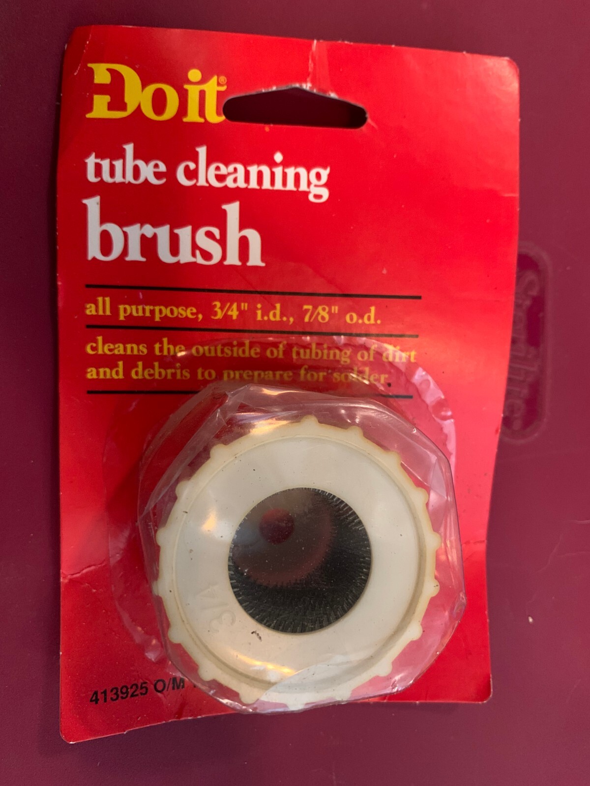 TUBE CLEANING BRUSH 3/4" i.d, 7/8" o.d. prepare tubing for solder Do It 413925
