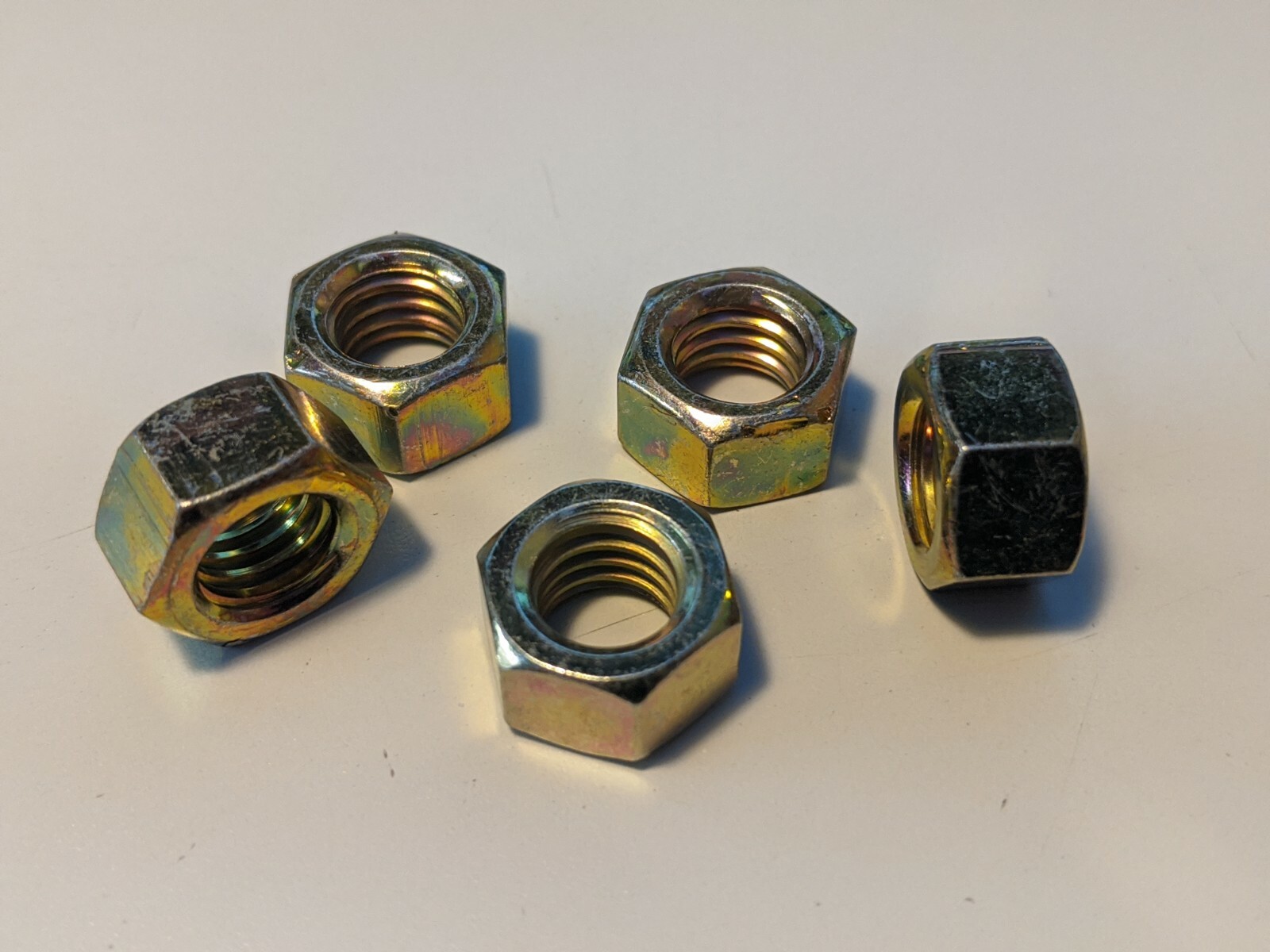 3/8"-16 GRADE 8 HEX FINISH NUTS COARSE THREAD YELLOW ZINC 10 PCS