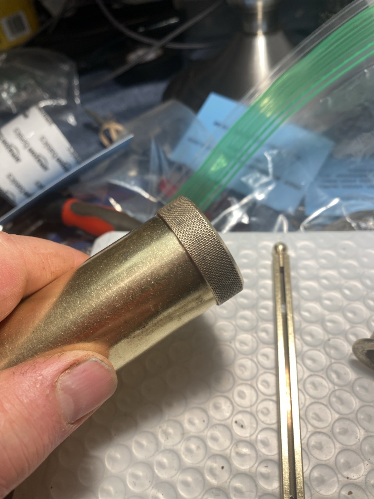 Brass Powder Horn, Measure and Capper.