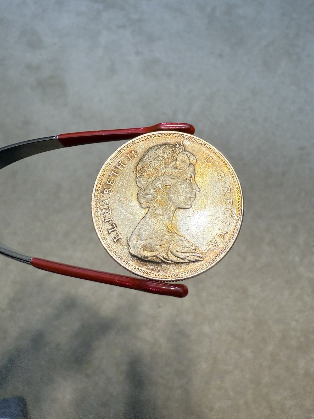 1965 Canada $1 Silver Dollar Coin Large Beads - Toned Gem