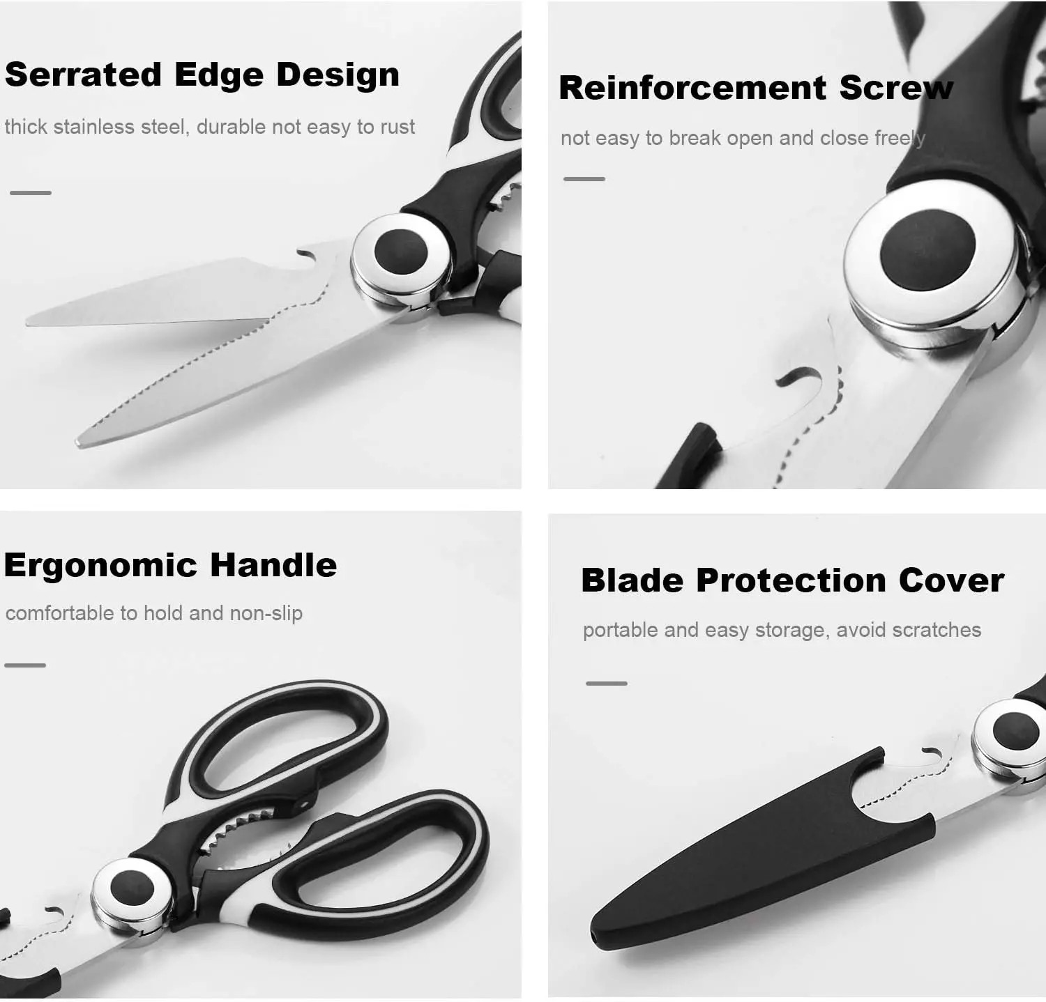 1/2pcs Kitchen Shears Heavy Duty Utility Stainless Steel All Purpose Ultra Sharp