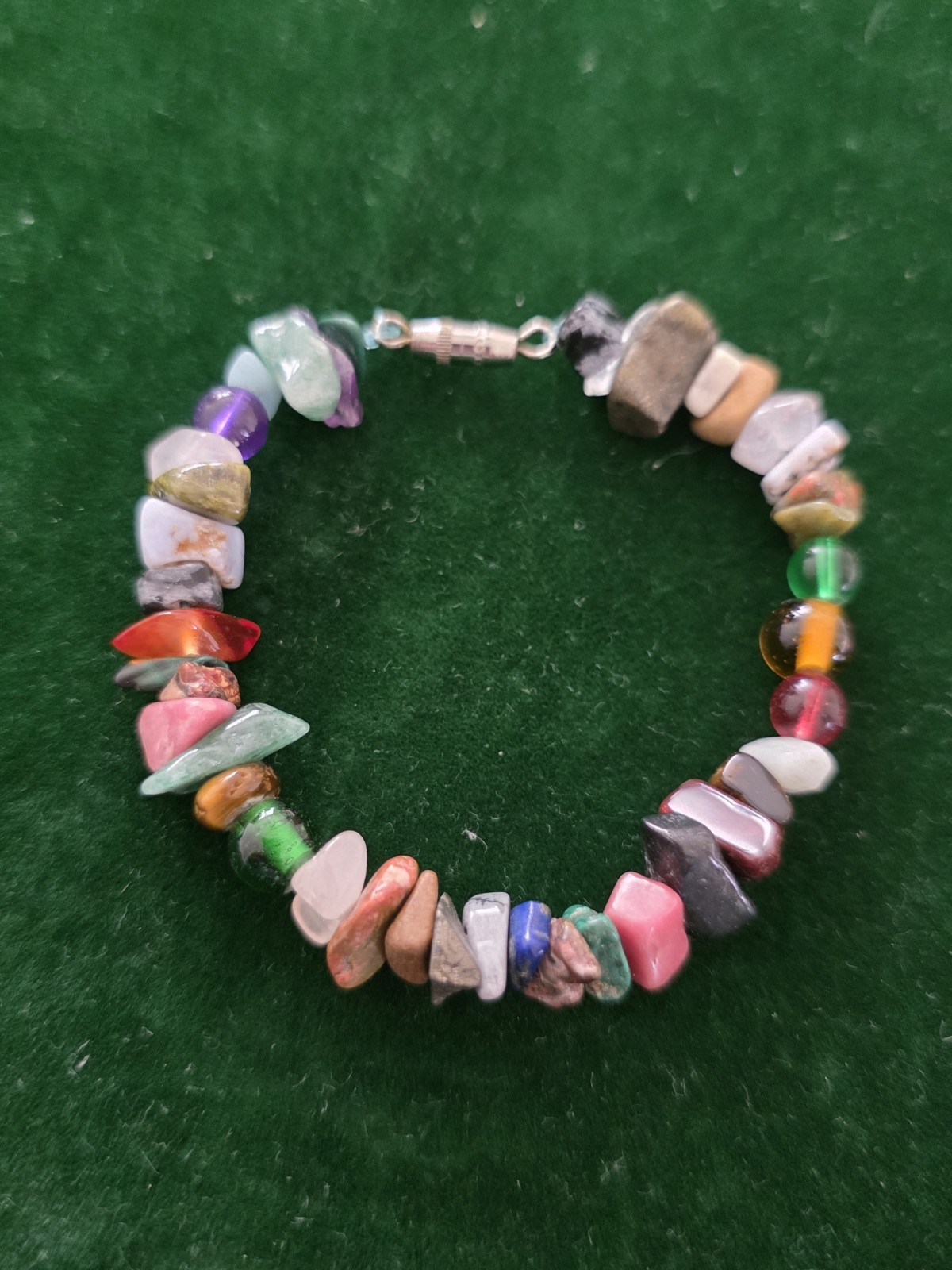 Hand- Made * GENUINE * Multi-STONE chips Bracelet 7"