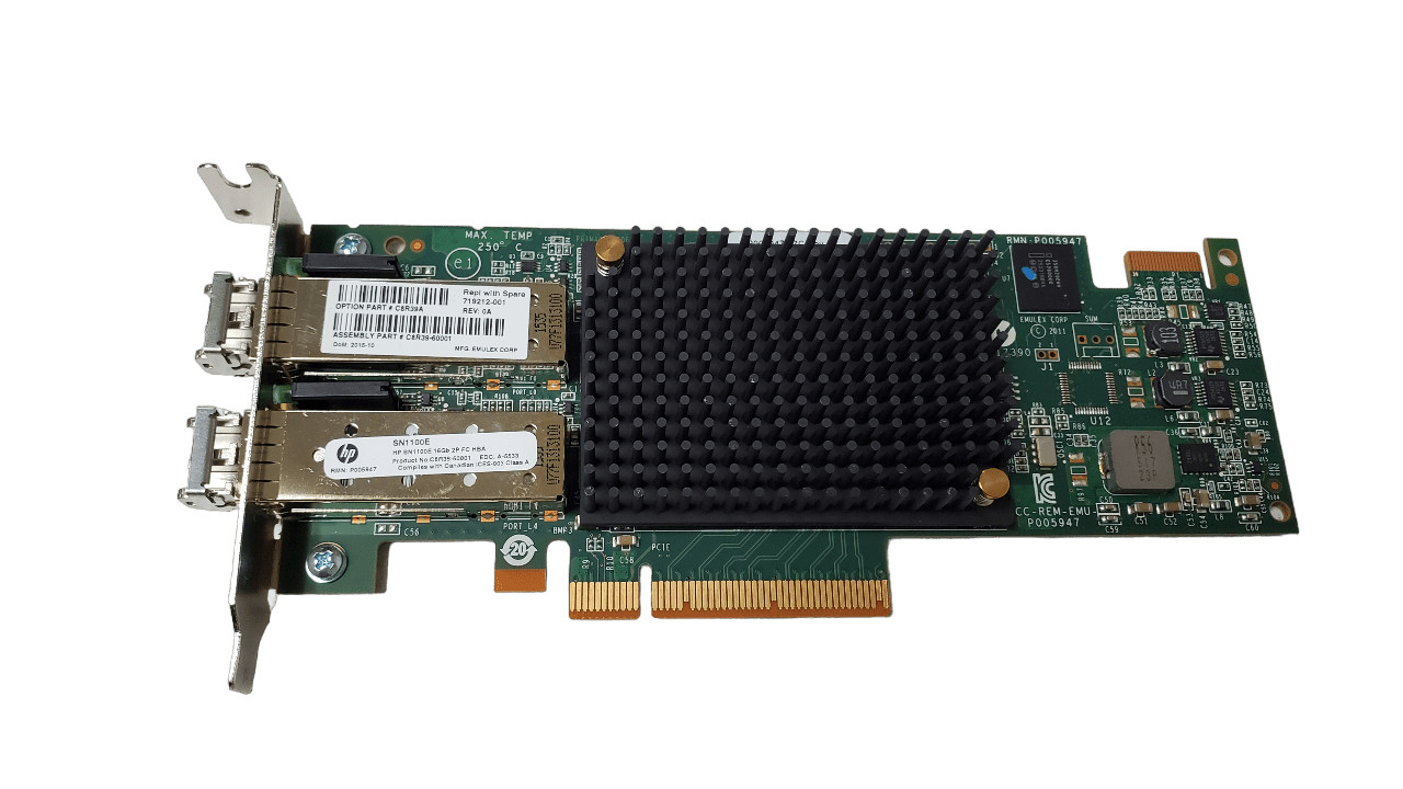 HP 719212-001 C8R39A SN1100E 16GB 2-Port FC Half Height HBA 2x SFPs