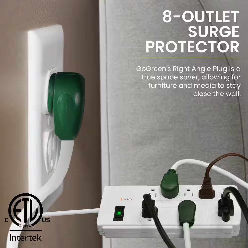 8-Outlet 6 Ft. Cord Surge Protector Lighted Rocker Switch, White